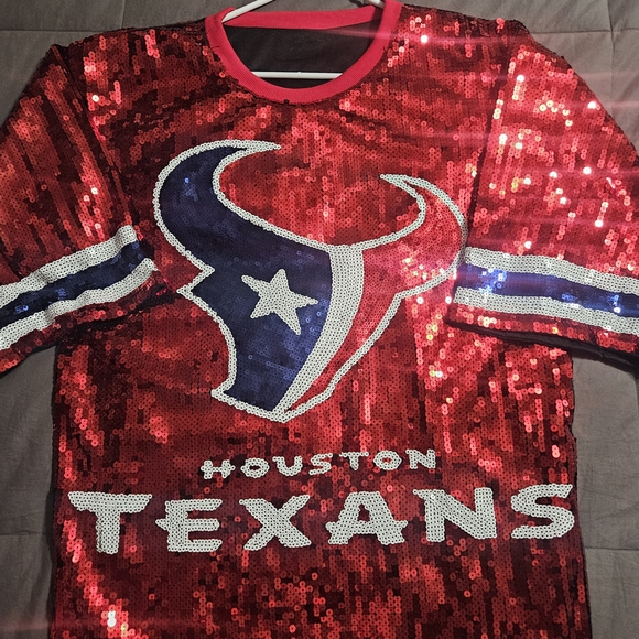 Houston Texans Women's Sequin Shirt/Tunic - Red and Blue - Picture 1 of 3